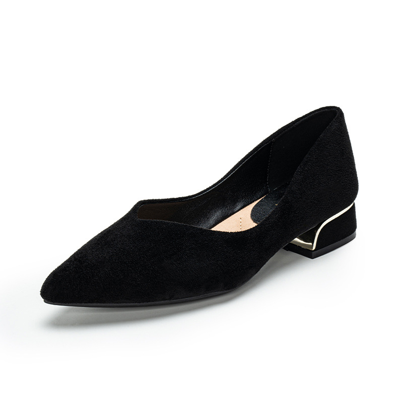 Leather Work - Women's Pointed Toe Simple Chunky Heel