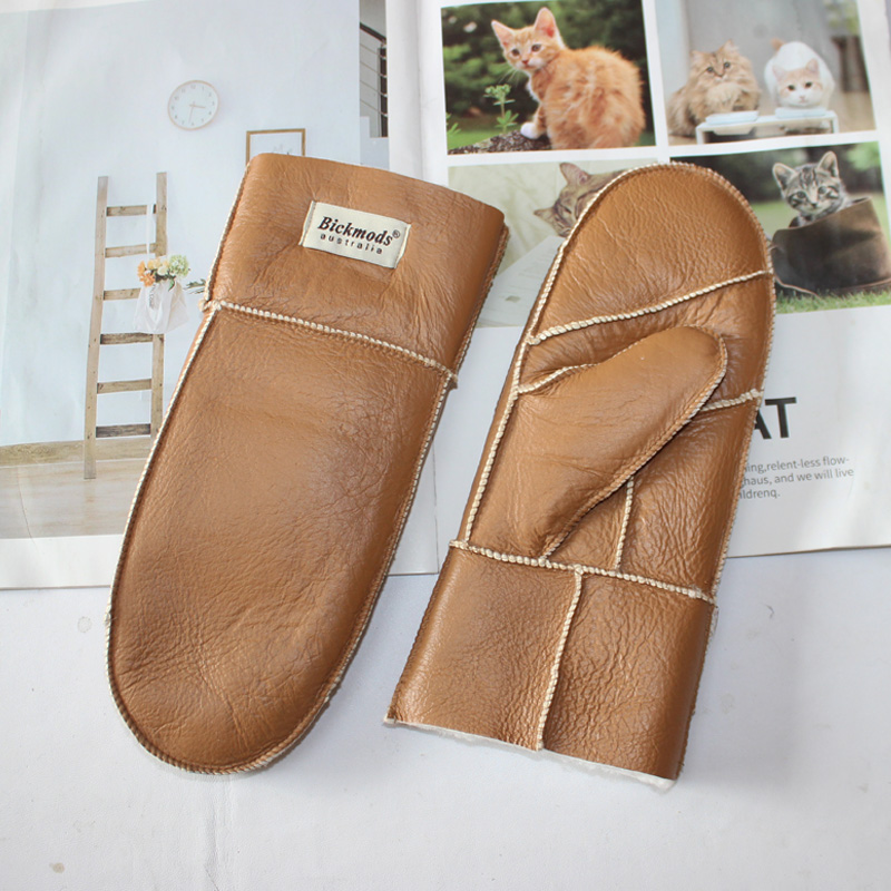 Leather Work Winter Gloves - New leather women's fur gloves winter