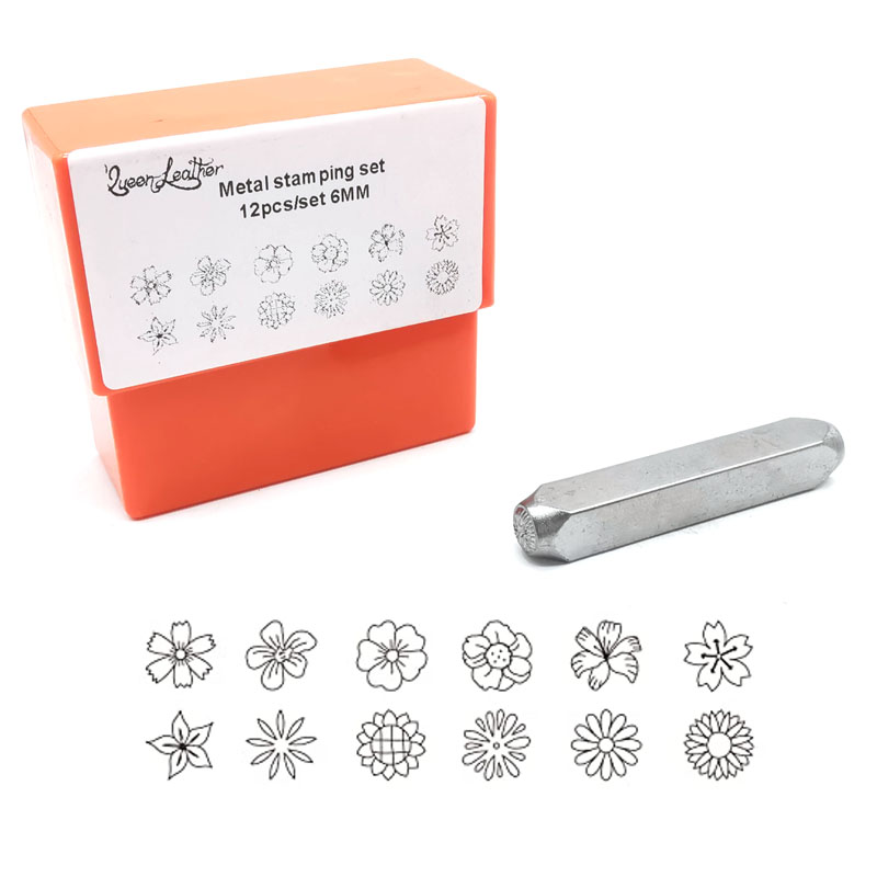 Leatherwork Embossing - 6mm flowers pattern metal stamp set