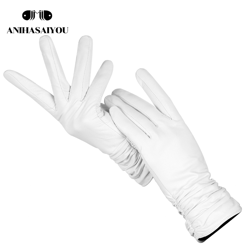 Leather Work Winter Gloves - Fashion comfort White gloves high-end sheepskin