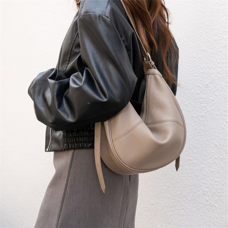 Leather Work Bag - BURMINSA Slouchy Genuine Leather Hobo Bags