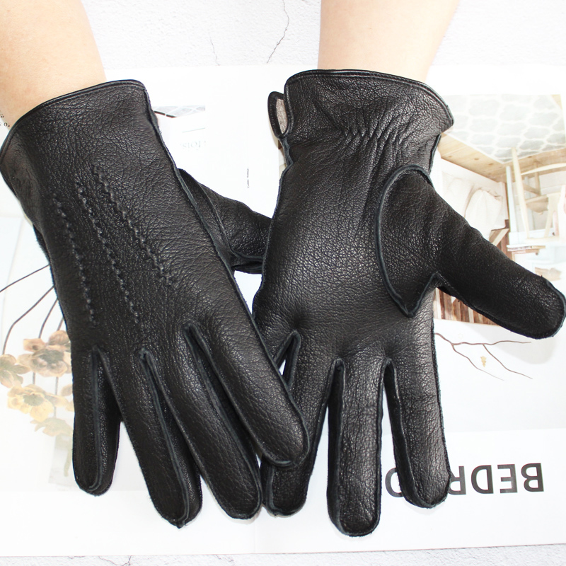 Leather Work Winter Gloves - New deerskin gloves men's leather outer