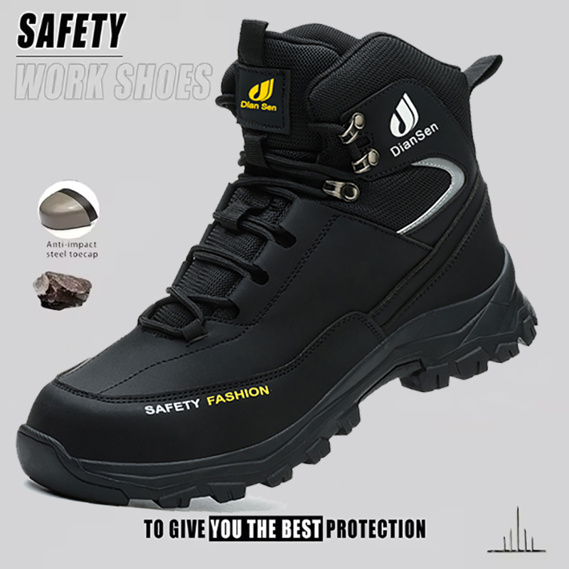 Mens Work Shoes Steel Toe Boot - Leather Work Fabric recensie en prijs