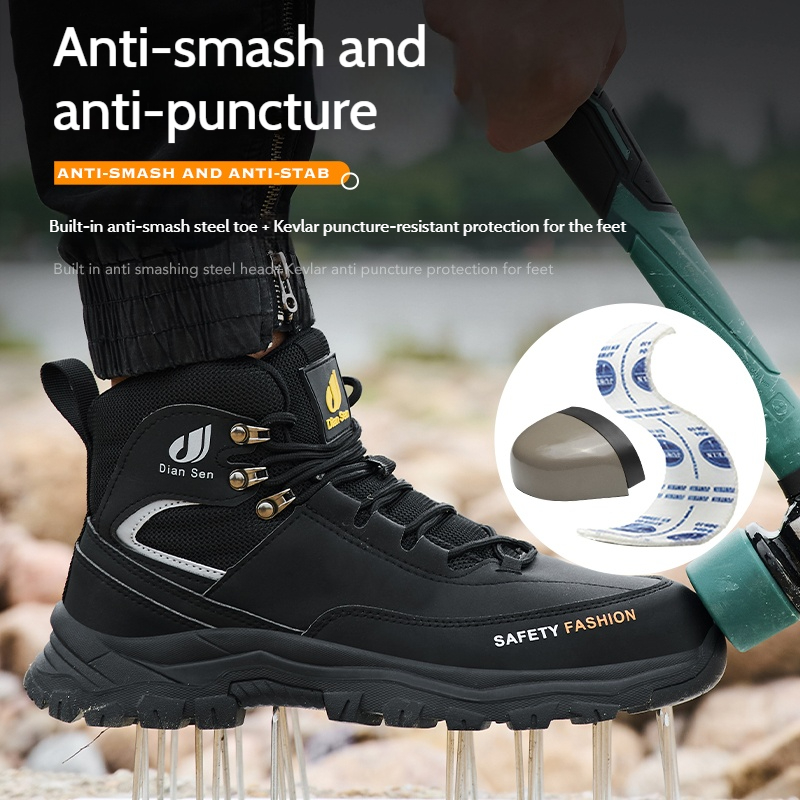 Mens Work Shoes Steel Toe Boot - Leather Work Fabric recensie en prijs