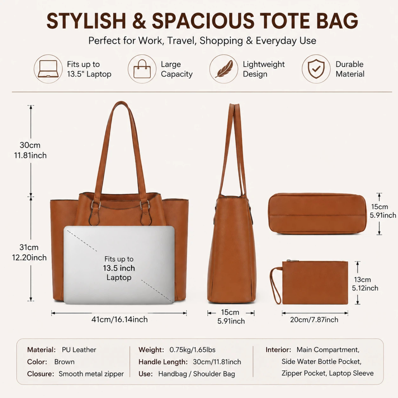 Tote Bag for Women, Large PU L - Leather Work Bag recensie en prijs