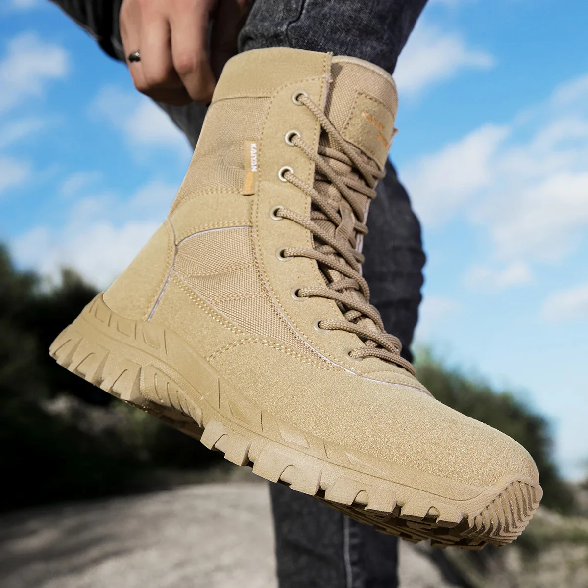 Men's Outdoor Hiking Shoes Hig - Leather Work Fabric recensie en prijs