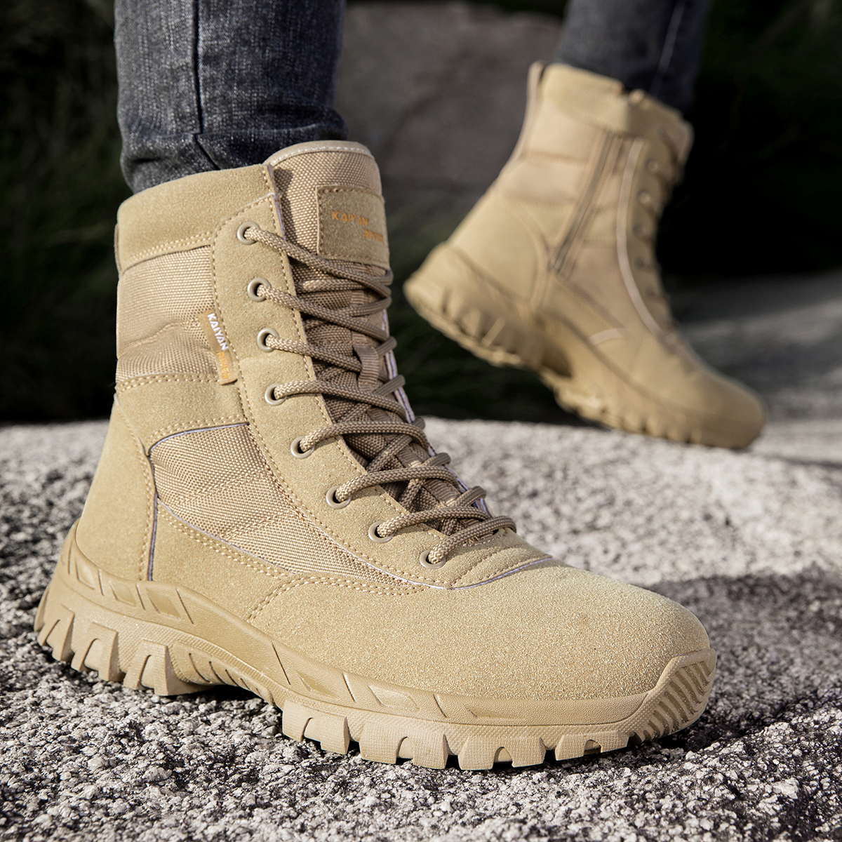 Men's Outdoor Hiking Shoes Hig - Leather Work Fabric recensie en prijs
