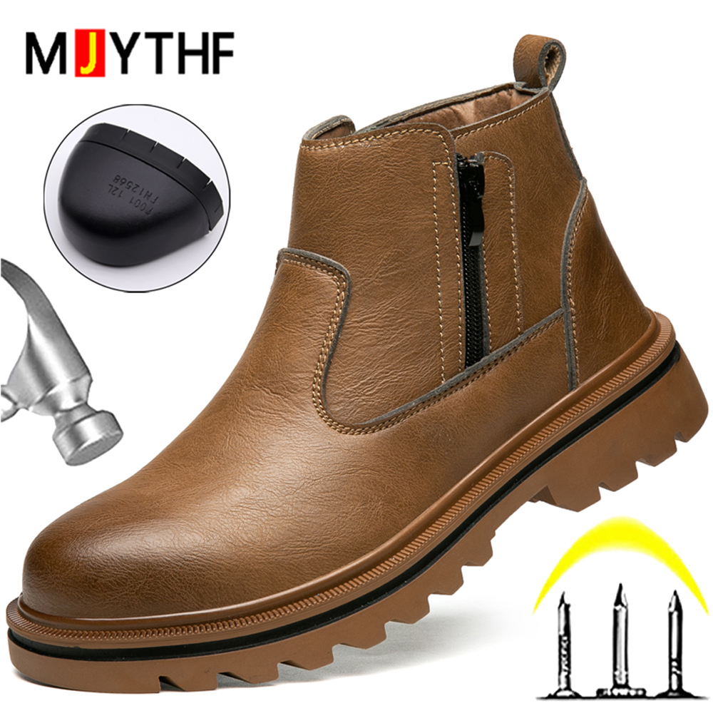 Brown Leather Boots Men Steel  - Leather Work Fabric recensie en prijs