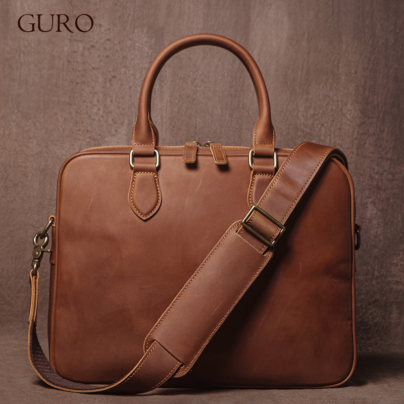GURO Men Crazy Horse Cowhide B - Leather Work Bag recensie en prijs